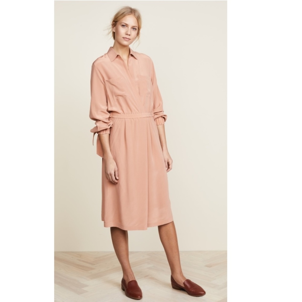 NWT VINCE SLIT BACK SILK SHIRTDRESS